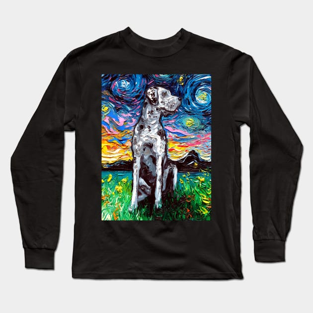 Great Dane Night Long Sleeve T-Shirt by sagittariusgallery